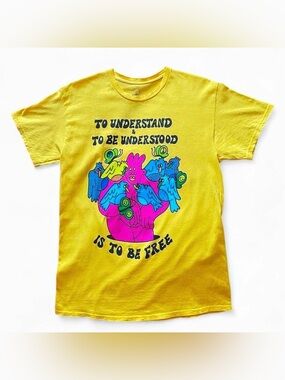 DREYFUS ART Short Sleeve Graphic Tee | M | Yellow, Pink, Blue